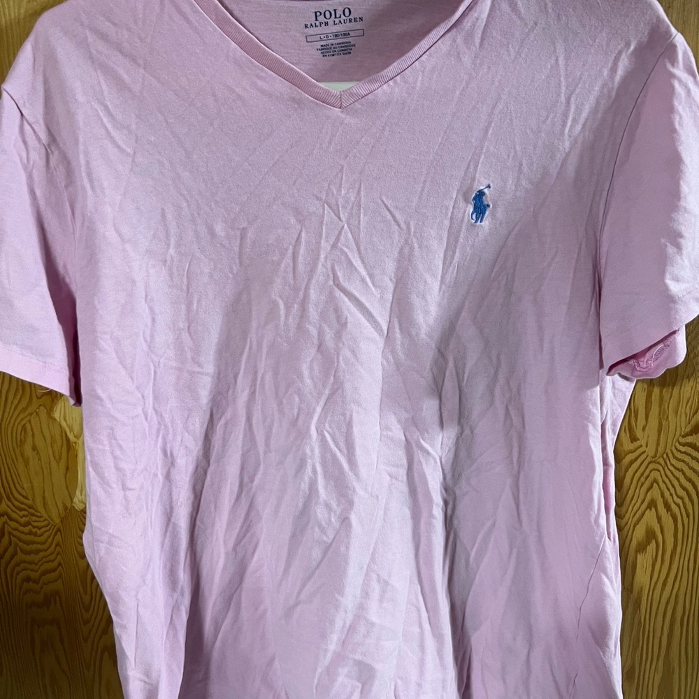 Polo by Ralph Lauren Medium Pink V-Neck Men's Shirt